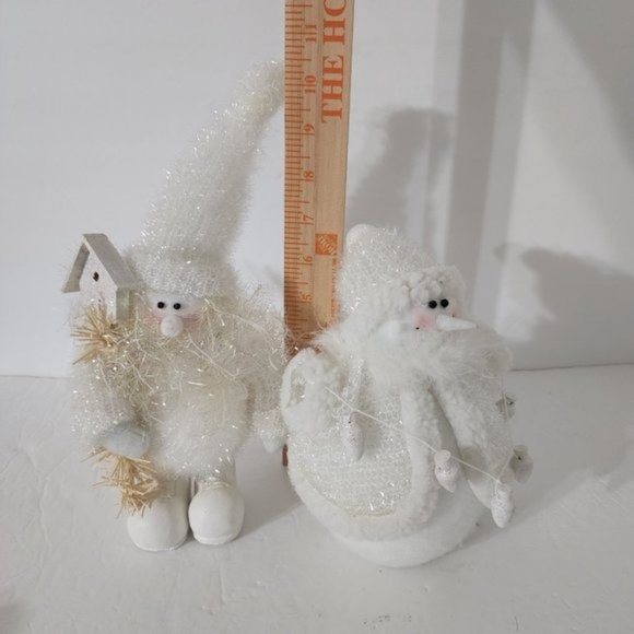 Glittery White Snowman Bundle Of 2 White Glittery Snowman Christmas Décor - Picture 4 of 4